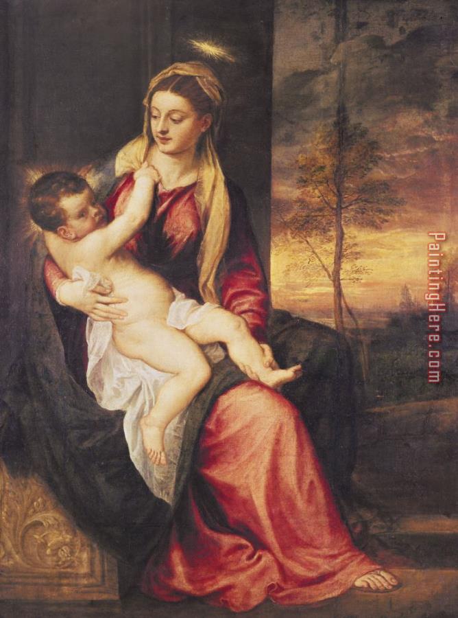 Titian Virgin with Child at Sunset